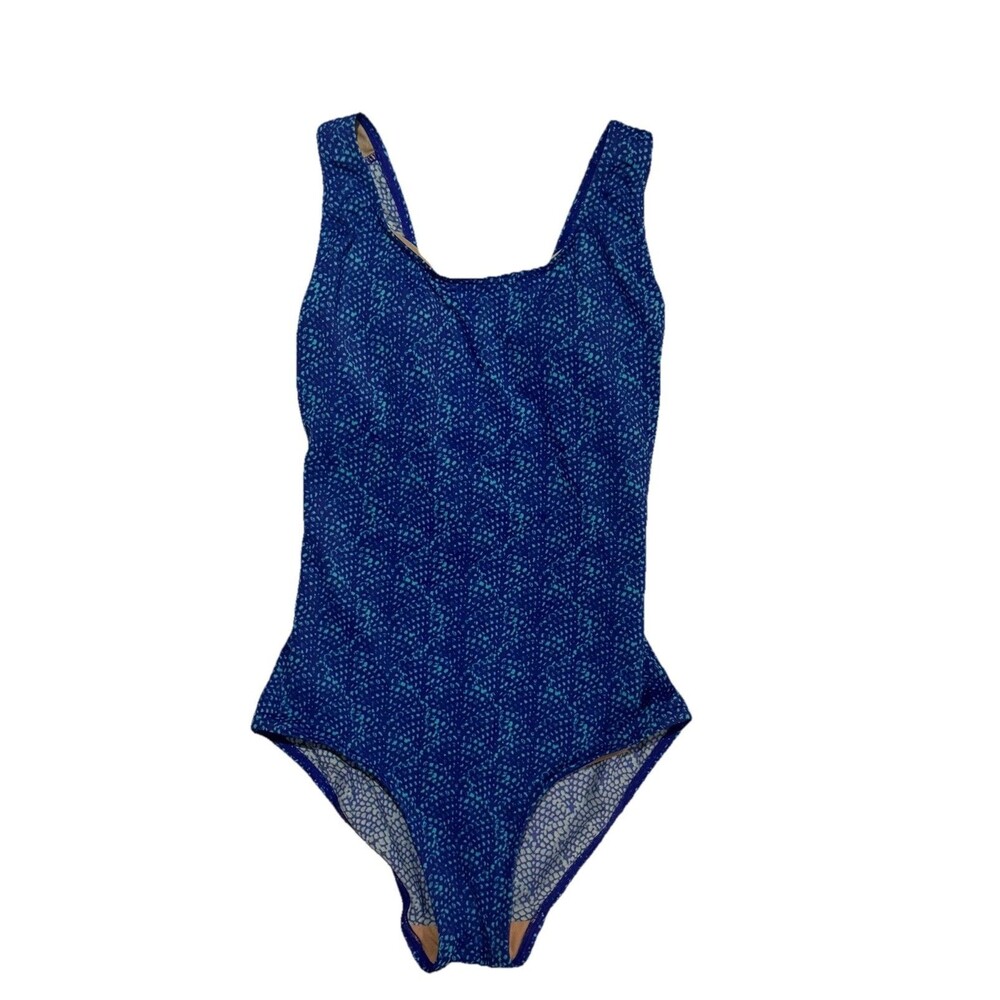 L.L. Bean Blue Cobalt Mosaic Sleeveless One-Piece Swimsuit Women's Size 4